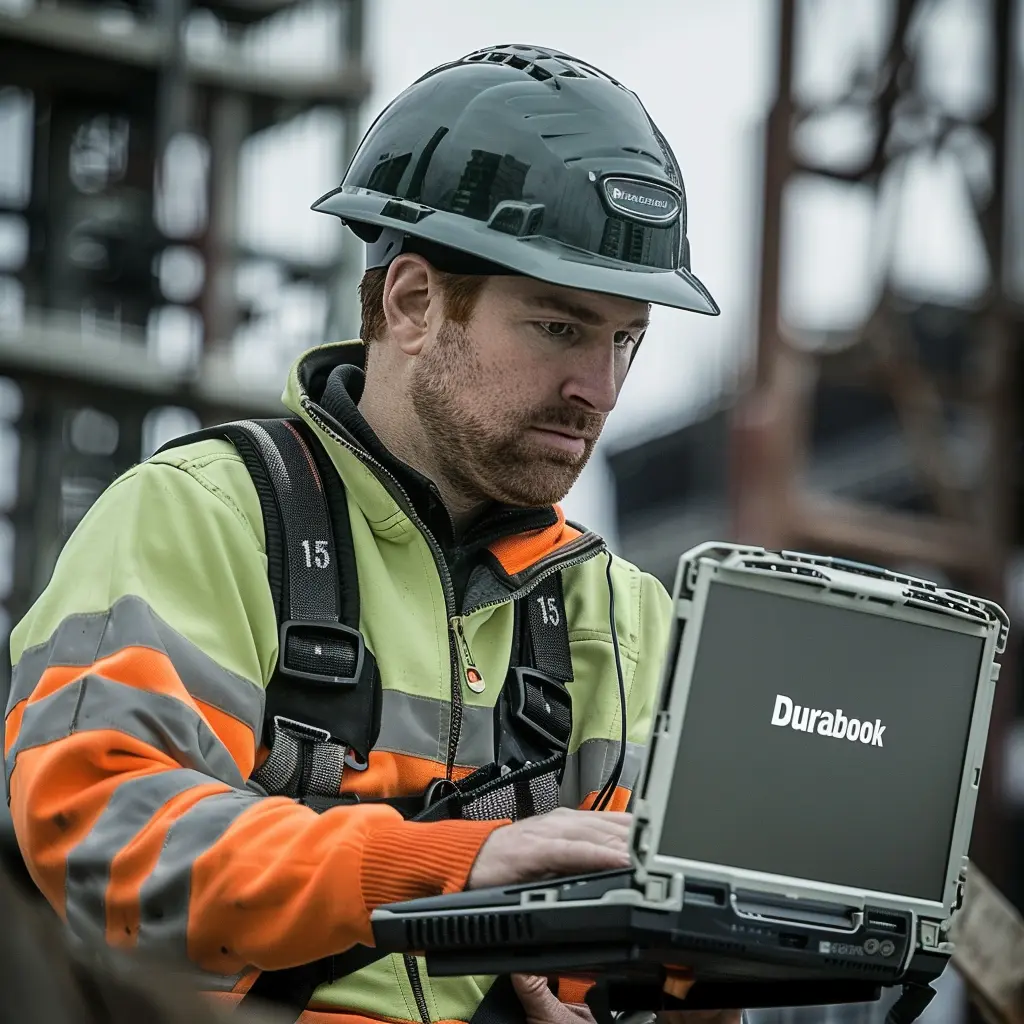 Gerüst Tablets und Baumaschinen Laptops